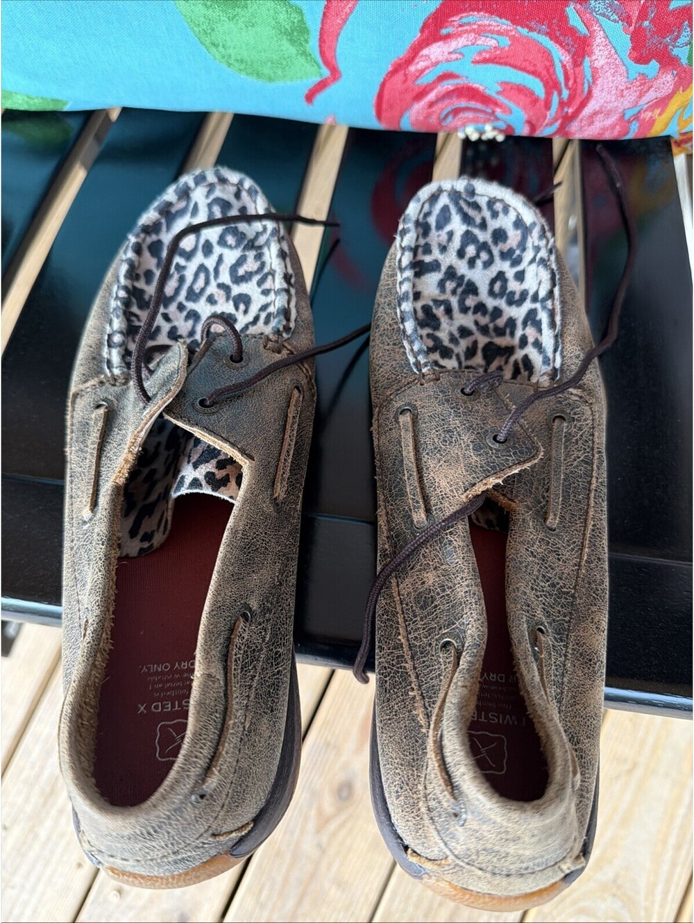 Twisted X Brown Suede Casual Shoes with Leopard Print Interior, Size 11M